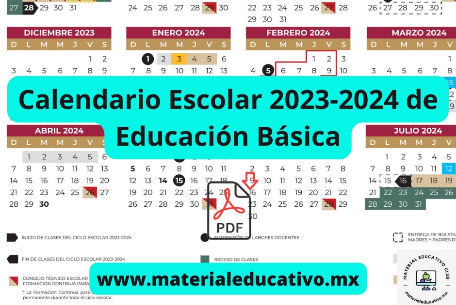 Calendario Escolar 20232024 de Educación Básica