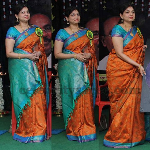 Actress Orange Bridal Sari