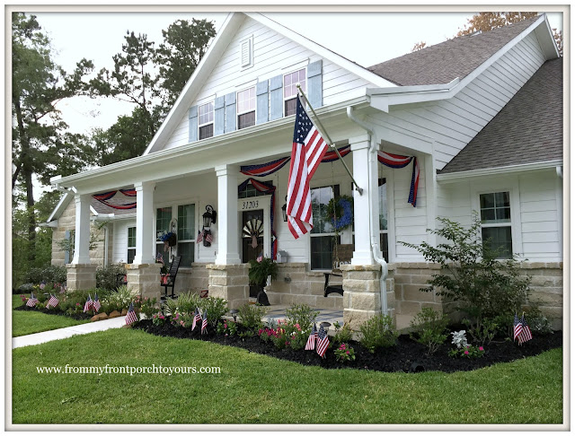 Farmhouse-Suburban Farmhouse-White Farmhouse-Fourth of July-Patriotic Front Porch-From My Front Porch To Yours