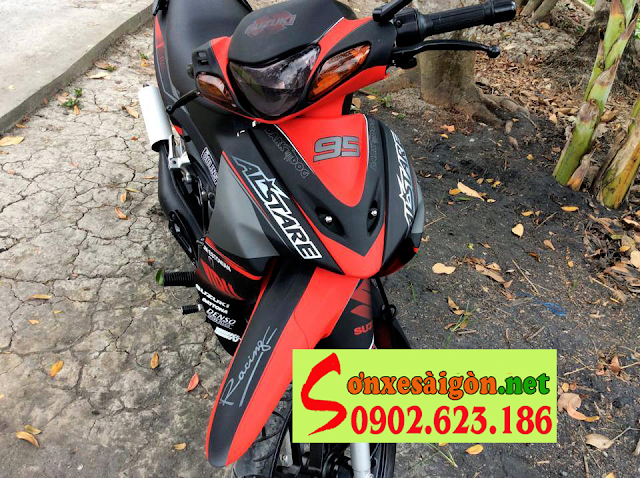 Mẫu sơn tem đấu xe Suzuki Satria màu cam đen cực đẹp