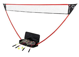 Zume Games Portable Badminton Set with Freestanding Base – Sets Up on Any Surface in Seconds – No Tools or Stakes Required
