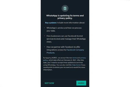 WhatsApp updated Privacy Policy pop-up