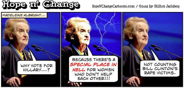 obama, obama jokes, political, humor, cartoon, conservative, hope n' change, hope and change, stilton jarlsberg, albright, clinton, special place in hell