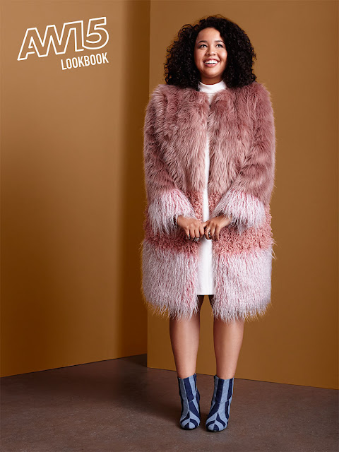 Plus Size Blogger Gabi Fresh Models Pink Ombre Faux Fur Coat from ASOS AW15 Collection