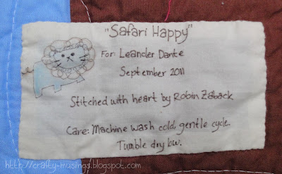 Safari Happy quilt label