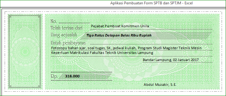 Aplikasi Pembuatan Form SPTB, SPTJM, dan Cetak Kuitansi 