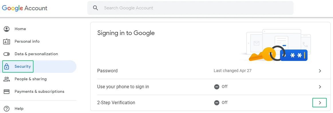 Turn on 2-Step Verification - Android - Google Account Help