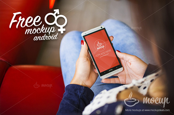 Smartphone & Tablet Mockup PSD Terbaru Gratis - Android HTC PSD Mockup Lady