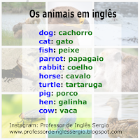 nomes dos animais em ingles
