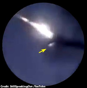 UFO Intercepting Chelyabinsk, Meteor or Lens Flare (with Arrow)