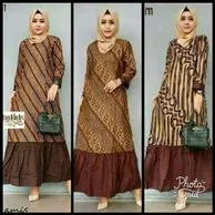 Model Gamis Kombinasi Batik Dan Lurik Inspirasi - Model baju gamis kombinasi batik