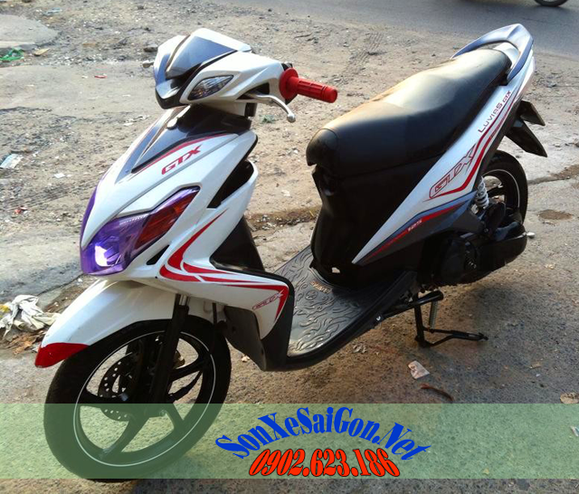 Sơn xe Yamaha Luvias màu trắng đen