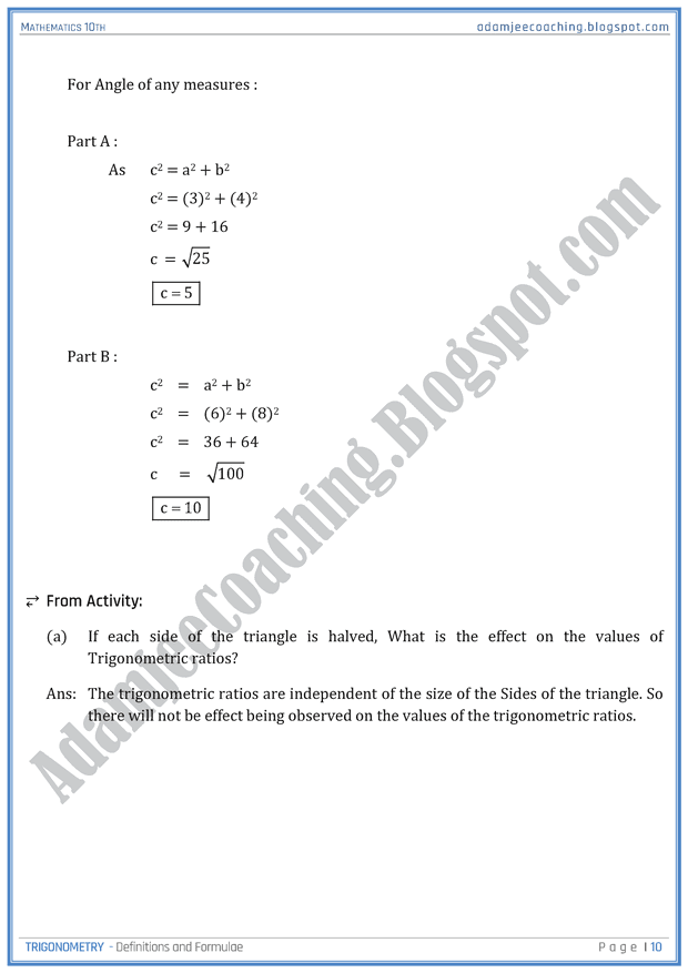 trigonometry-definitions-and-formulae-mathematics-10th