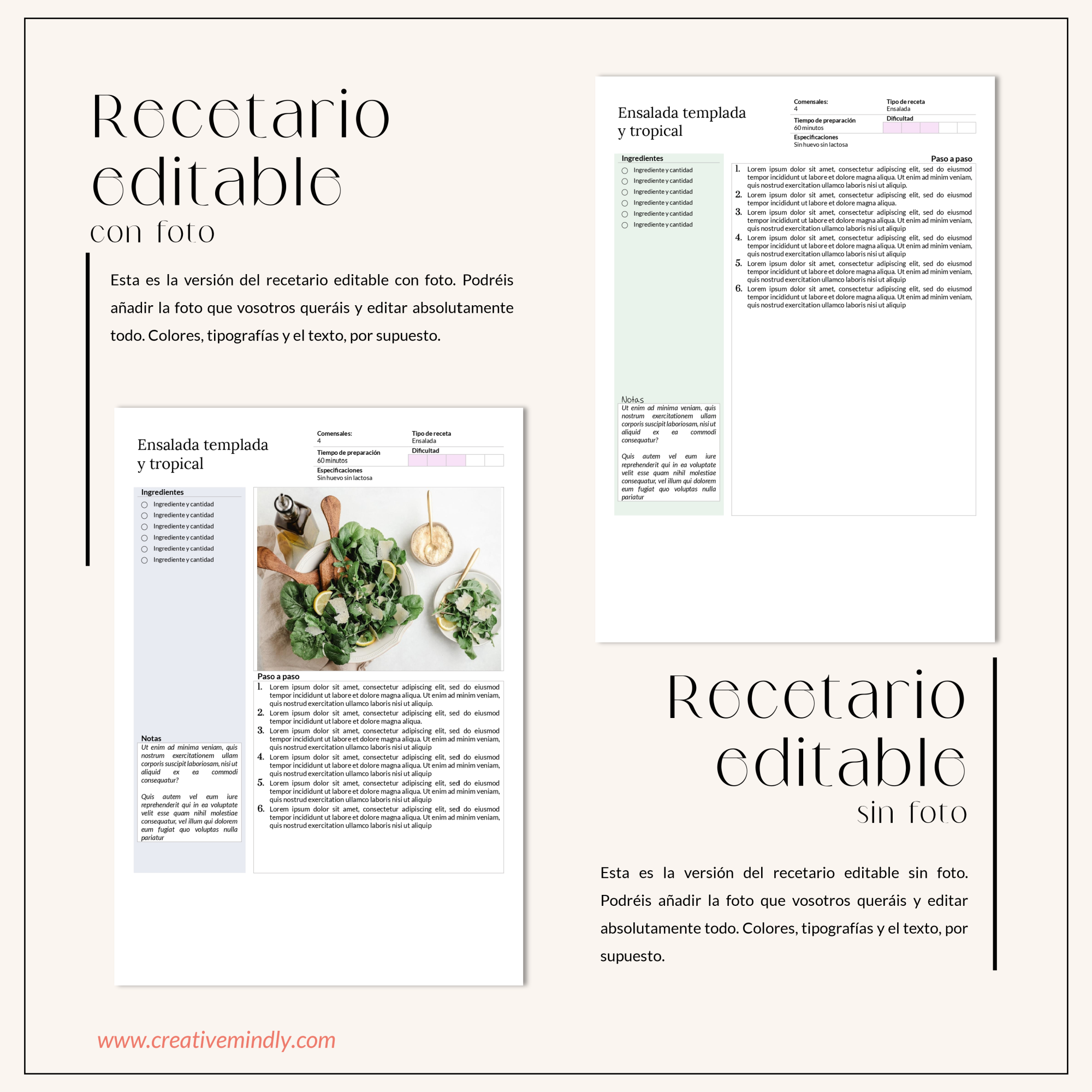 recetario editable