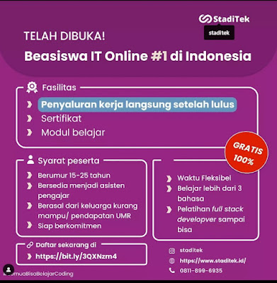 Pendaftaran Beasiswa IT Online Indonesia 2022