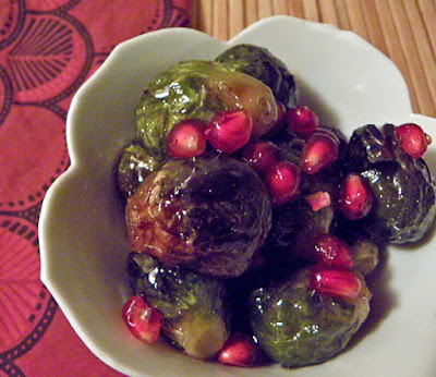 Bowl of Roasted Sprouts with Pomegranate