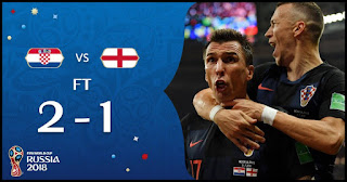 بلغ المنتخب الكرواتي نهائي كأس العالم روسيا 2018 بتغلبه على إنكلترا 2-1 في الوقت الإضافي بعد انتهاء الوقت الأصلي لمباراة نصف النهائي بالتعادل 1-1.