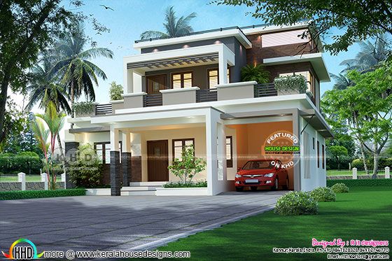 ₹52 lakhs cost estimated contemporary style house plan