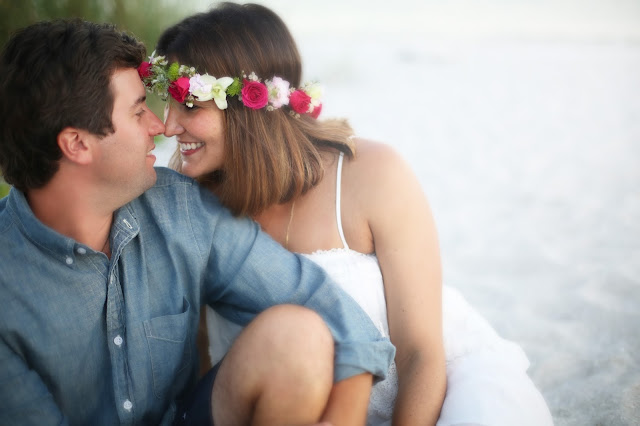 wedding flower crown on the beach on sanibel island