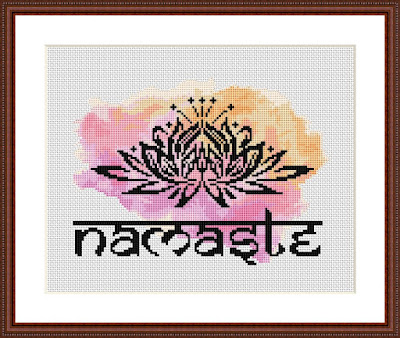 Namaste watercolor cross stitch pattern - Tango Stitch