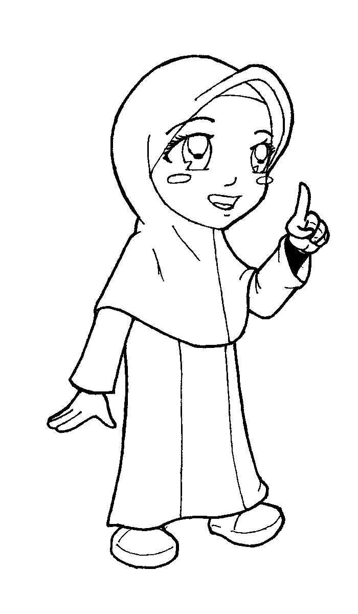 gambar kartun budak perempuan muslimah