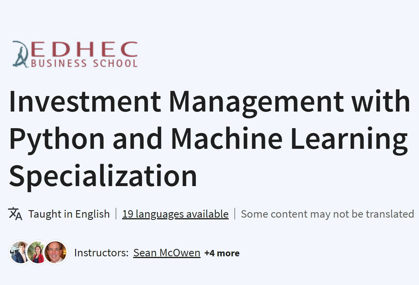 Investment Management with Python and Machine Learning Specialization ...