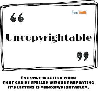 The only 15 letter word that can be spelled without repeating its letters is Uncopyrightable.