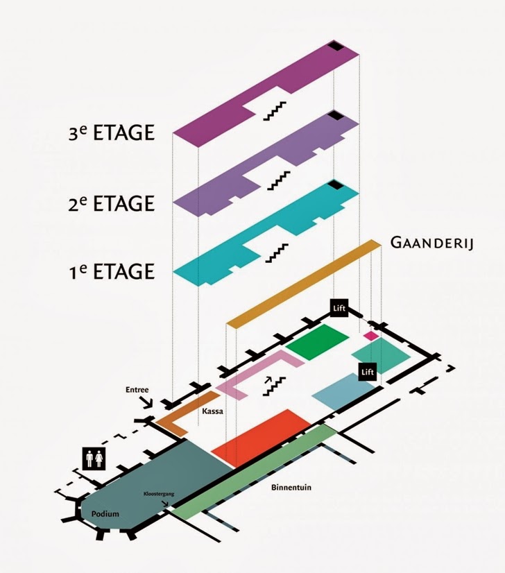 Floor plan of modern bookstore in old cathedral, the Netherlands