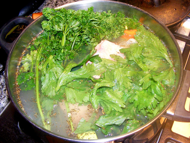 Making chicken stock.  Indre et Loire, France. Photographed by Susan Walter. Tour the Loire Valley with a classic car and a private guide.