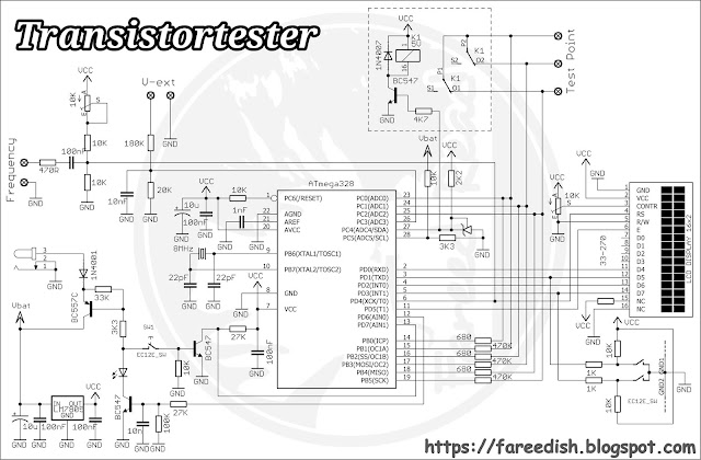 Skema Transistortester dengan Relay protect