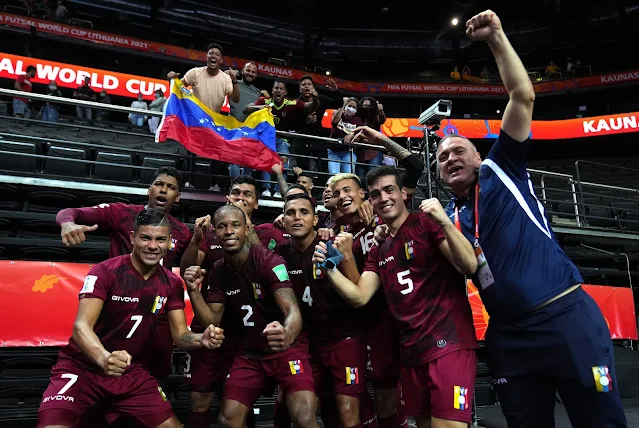 Venezuela comemora vaga histórica para as oitavas da Copa do Mundo de Futsal