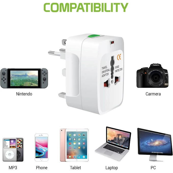 $9.99 Universal Travel Portable Worldwide Power Adapter Converter All in One International Out of Country, Travel Wall Charger Plug for Input in USA EU UK France Italy Australia India Outlets