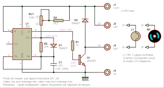 variateur pour moteur cc ou pour une lampe de 12 volts