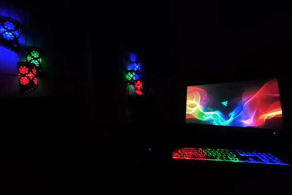 Gaming Computer- in a dark with room with RGB Light