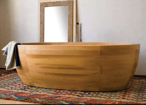 wood bathtub