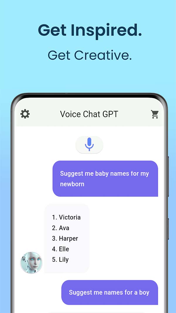 AI Chat:bot AI bằng giọng nói - ứng dụng trò chuyện thoại Android b1