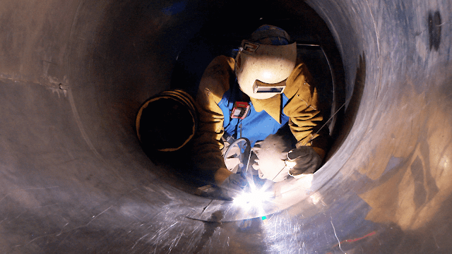 Welding Activity at the Confined Space (Pipeline)