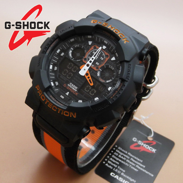 Casio G-Shock GA-100 Canvas (Black Orange)