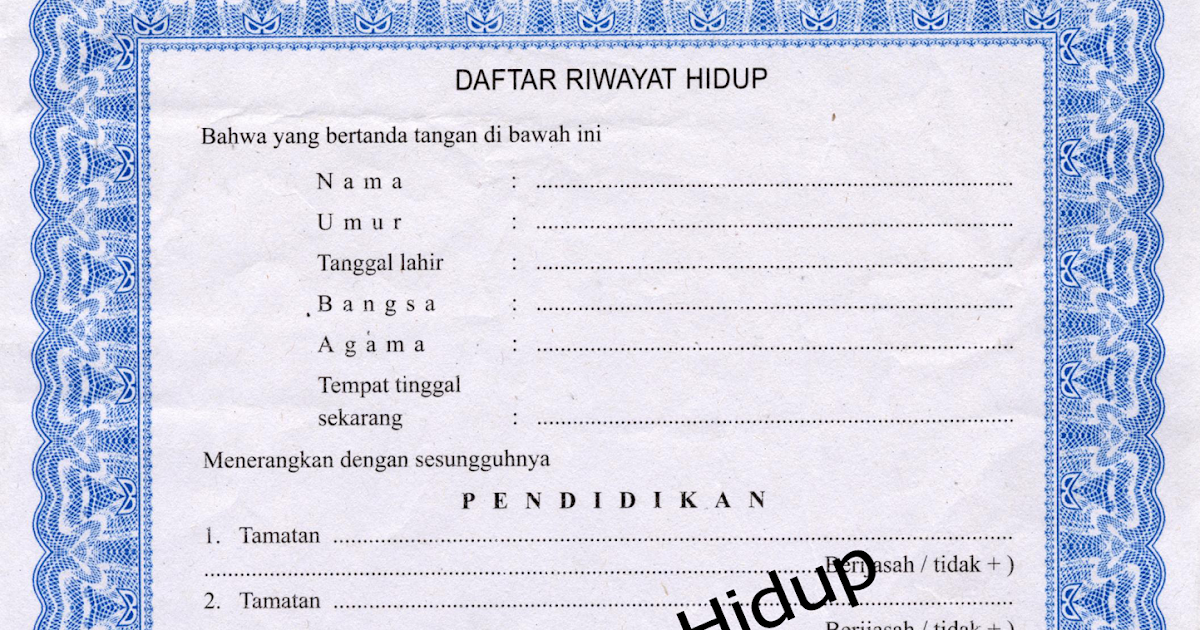 Contoh Daftar Riwayat Hidup Lamaran Kerja Terbaru 2015