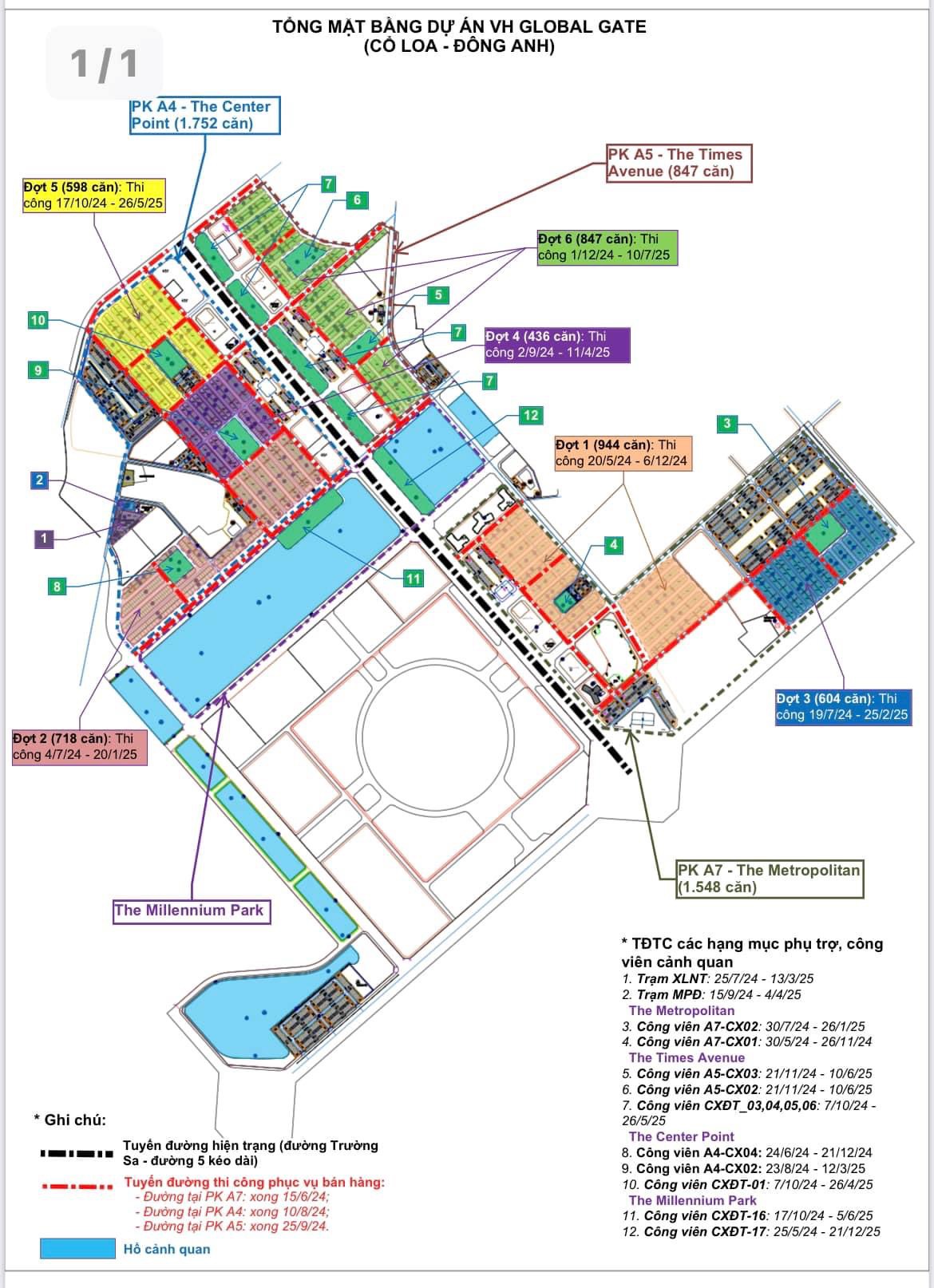 Tổng mặt bằng dự án Vinhomes Global Gate, Vinhomes Cổ Loa huyện Đông Anh TP Hà Nội.