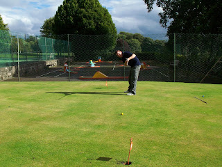 Richard Gottfried playing on the minigolf Putting at Conyngham Hall Grounds in Knaresborough