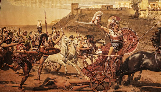 Ахиллес тащит тело Гектора вокруг Трои, картина Франца Мача