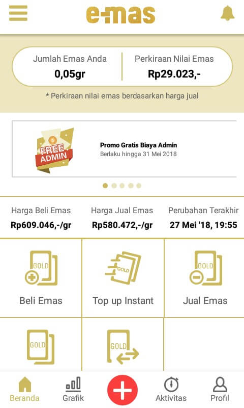 Maka saldo Anda akan bertambah sekitar Rp. 30.000,- atau 0,05 gram emas (rate saat ini).