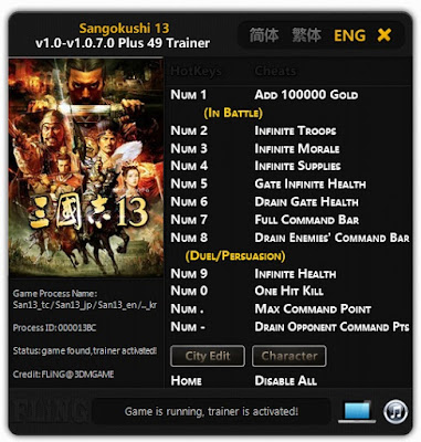 Sangokushi.13.(Romance.of.the.Three.Kingdoms.13).v1.0-v1.0.7.0.Plus.49.Trainer