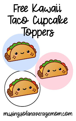 free kawaii taco cupcake toppers