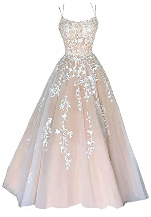 Elegant Lace Spaghetti Straps Prom Formal Dresses for - Women Floor Length