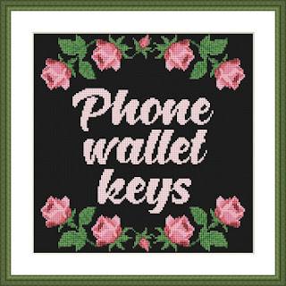 Phone wallet keys cross stitch - Tango Stitch