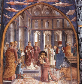 Sao Francisco de Assis, primeiro presepio vivo, Grecchio, Benozzo Gozzoli, 1452, Montefalco