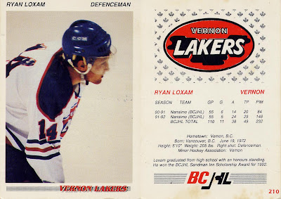 Ryan Loxam, Vernon Lakers, BCJHL, bchl, junior a, hockey, hockey card, 92-93