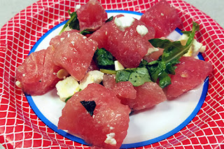 watermelon feta salad at a picnic